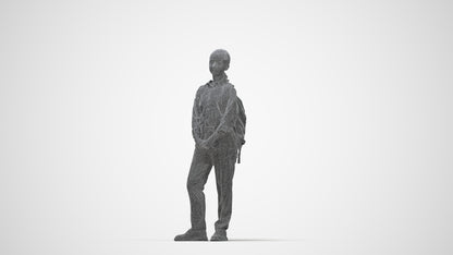 scanned 3D girl kids, photogrammetry people for Enscape and V-Ray, wireframe back view