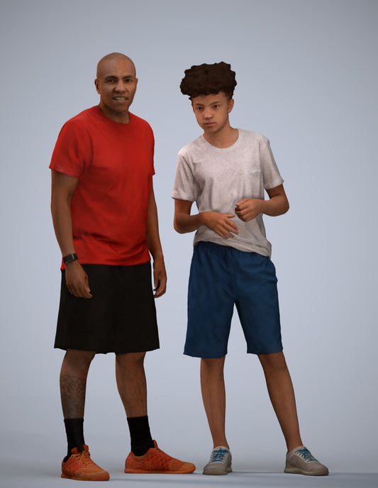 realistic 3D boy casual kids, scanned archviz people for Blender and 3ds Max