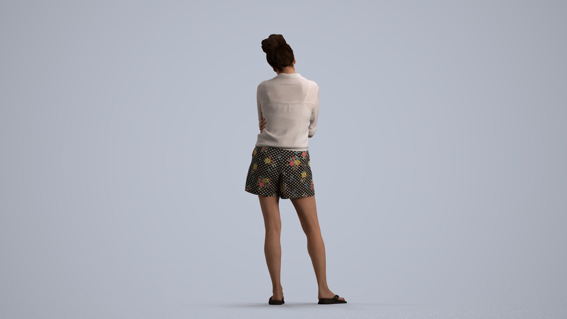 scanned 3D woman casual standing, photogrammetry people for Enscape and V-Ray, front view render