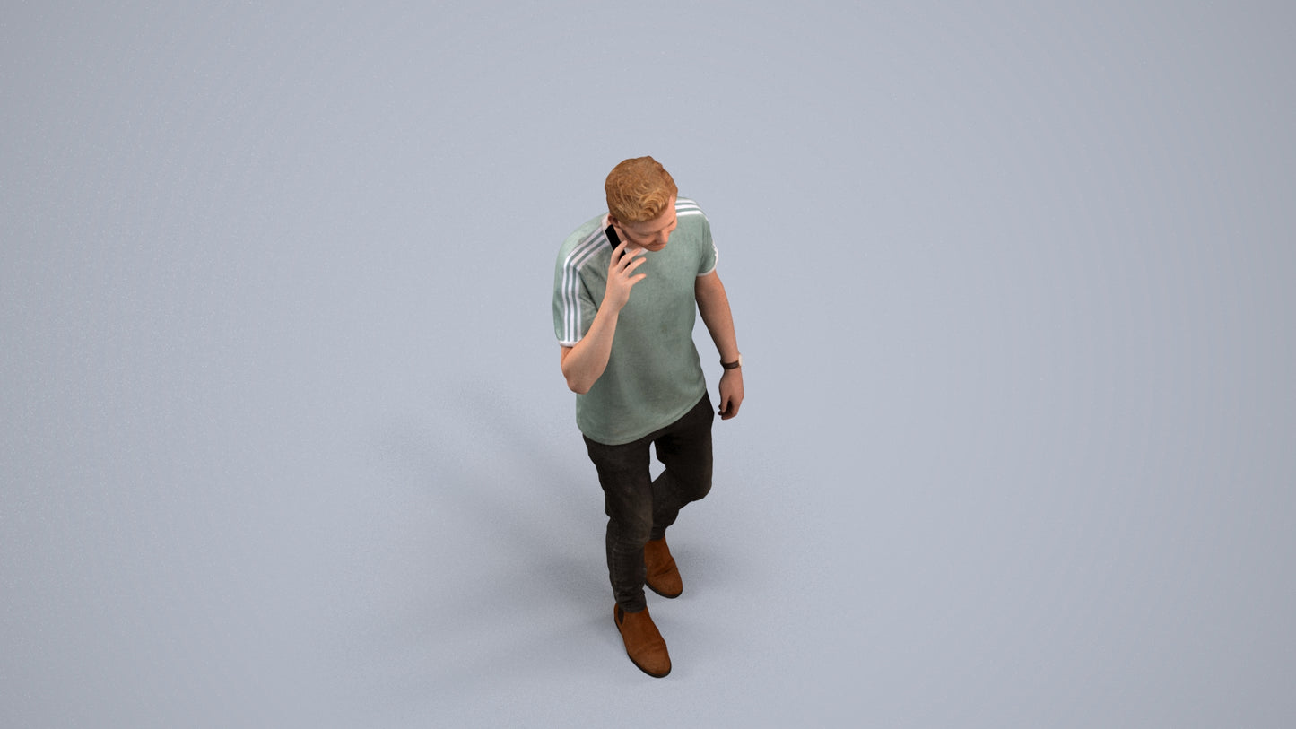 scanned 3D man casual walking, photogrammetry people for Enscape and V-Ray, back view render