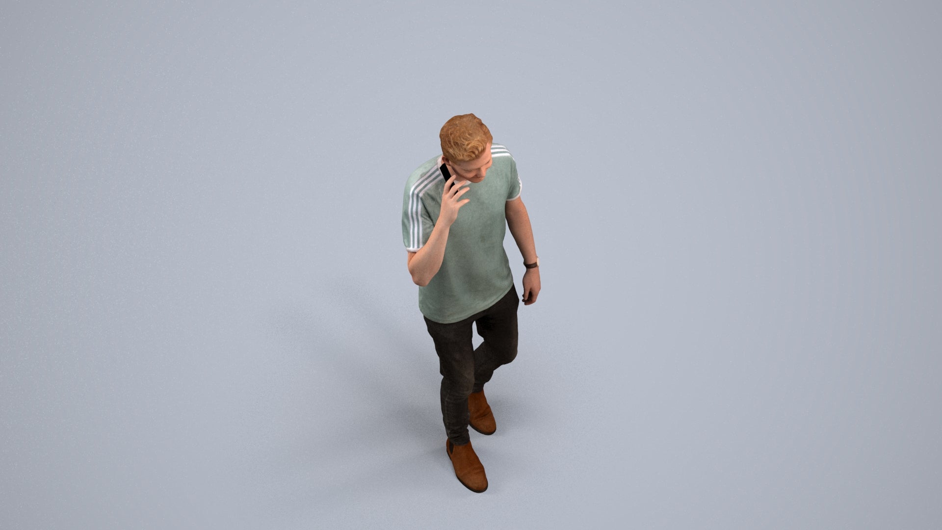 scanned 3D man casual walking, photogrammetry people for Enscape and V-Ray, back view render