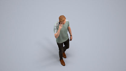 scanned 3D man casual walking, photogrammetry people for Enscape and V-Ray, back view render