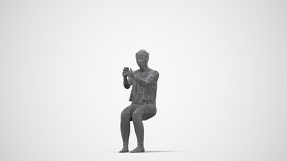 photogrammetry 3D woman casual sitting, realistic human model archviz FBX, wireframe back view