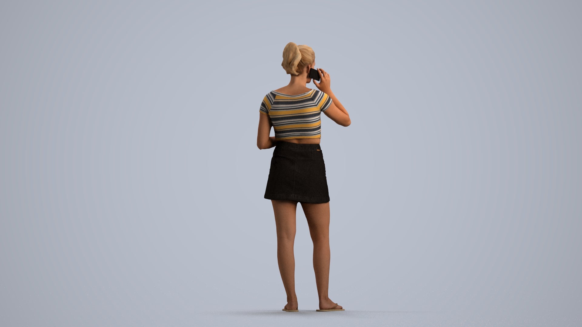 realistic 3D woman casual standing, scanned archviz people for Blender and 3ds Max, front view render