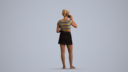 realistic 3D woman casual standing, scanned archviz people for Blender and 3ds Max, front view render