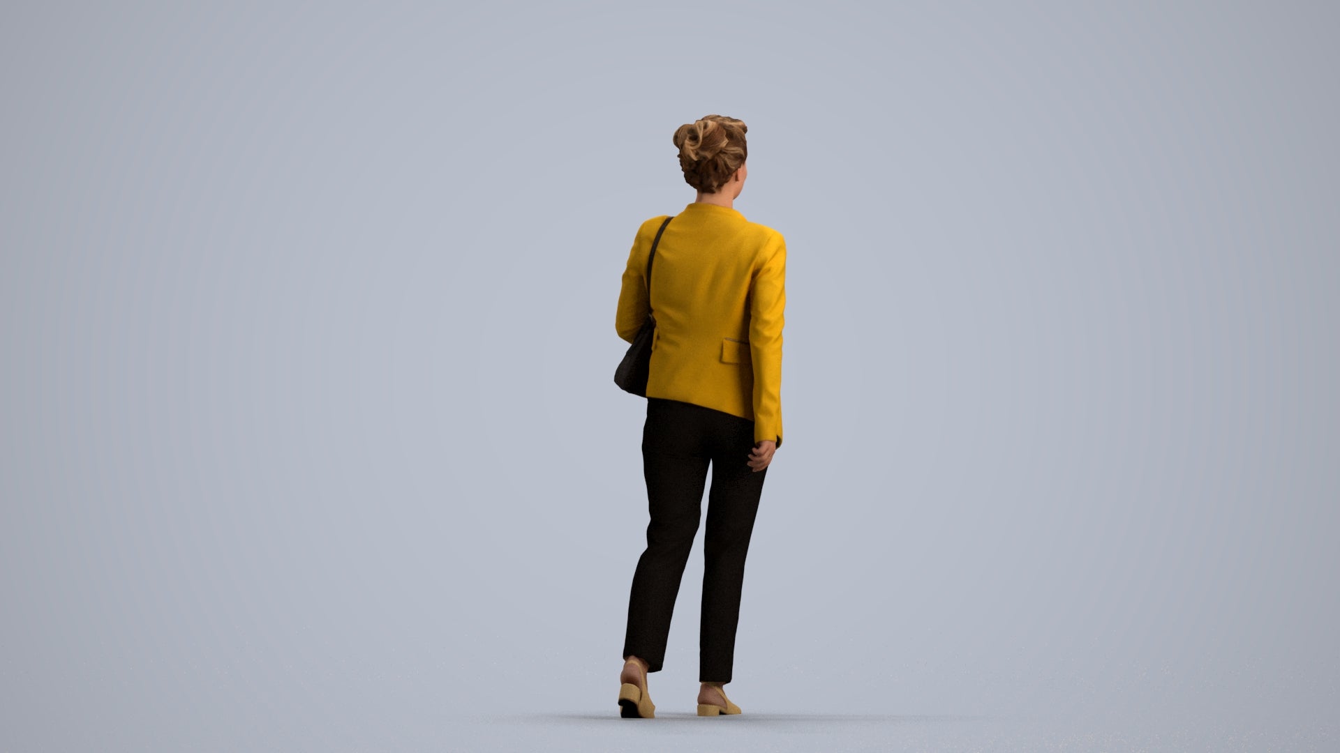 scanned 3D woman business walking, photogrammetry people for Enscape and V-Ray, front view render