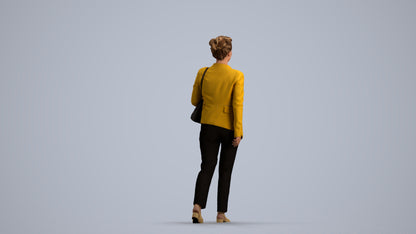 scanned 3D woman business walking, photogrammetry people for Enscape and V-Ray, front view render
