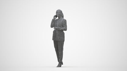 3D scanned woman business, photorealistic archviz people for Enscape and SketchUp, wireframe back view