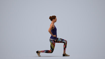 realistic 3D people woman sport, render-ready for V-Ray and Corona, FBX OBJ, side view render