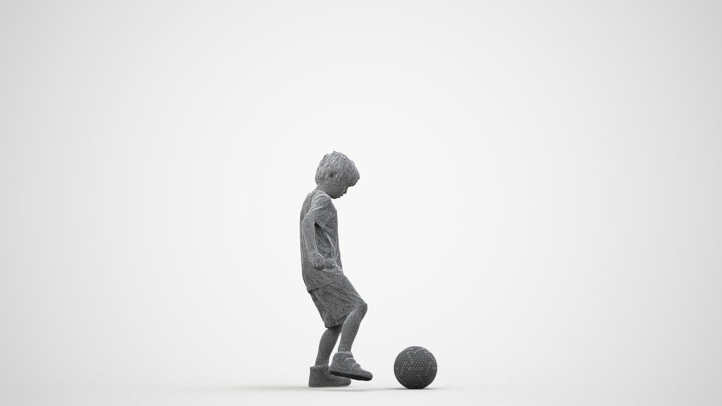 realistic 3D boy casual kids, scanned archviz people for Blender and 3ds Max, wireframe side view
