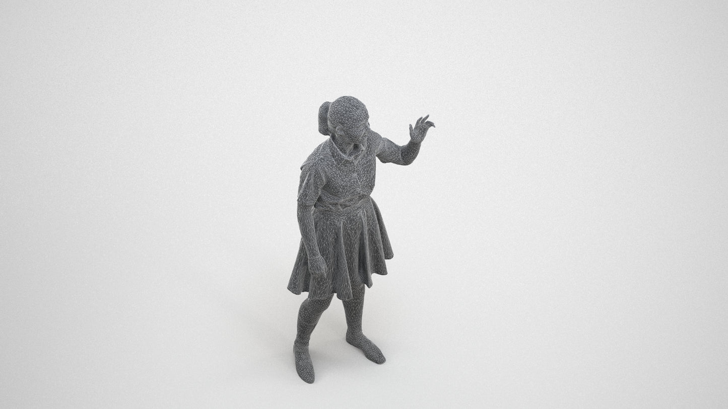 photogrammetry 3D girl kids, realistic human model archviz FBX, wireframe three-quarter view