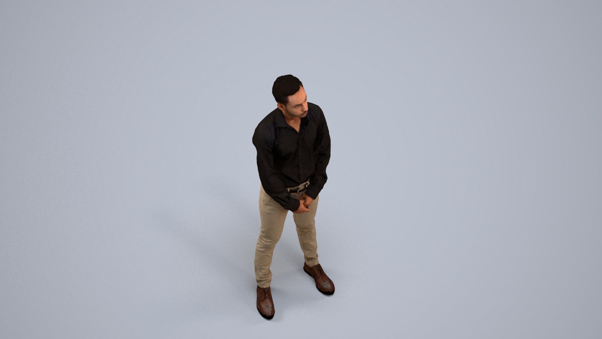 photogrammetry 3D man business standing, realistic human model archviz FBX, back view render