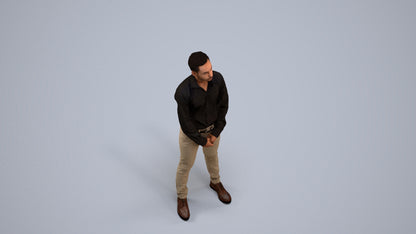 photogrammetry 3D man business standing, realistic human model archviz FBX, back view render