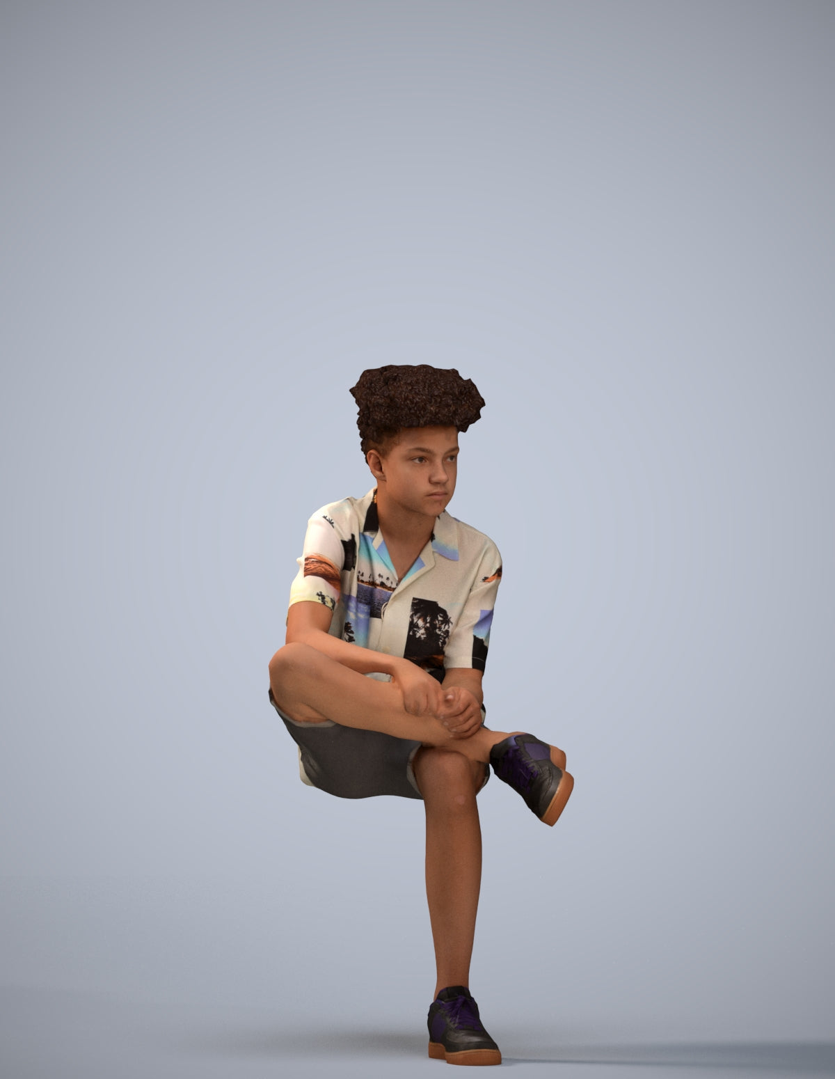 scanned 3D boy casual kids, photogrammetry people for Enscape and V-Ray