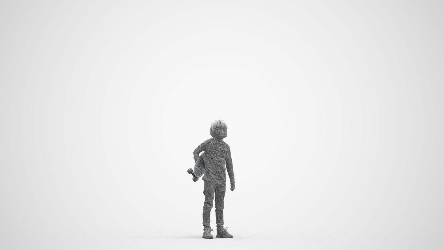 scanned 3D boy casual kids, photogrammetry people for Enscape and V-Ray, three-quarter front view render