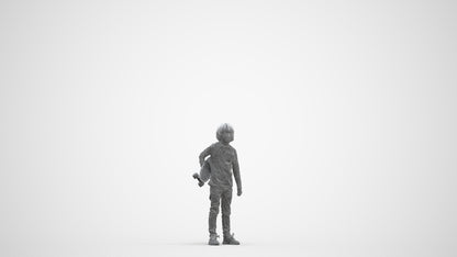 scanned 3D boy casual kids, photogrammetry people for Enscape and V-Ray, three-quarter front view render