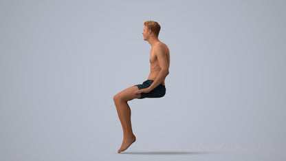 realistic 3D man pool, scanned archviz people for Blender and 3ds Max, three-quarter view render