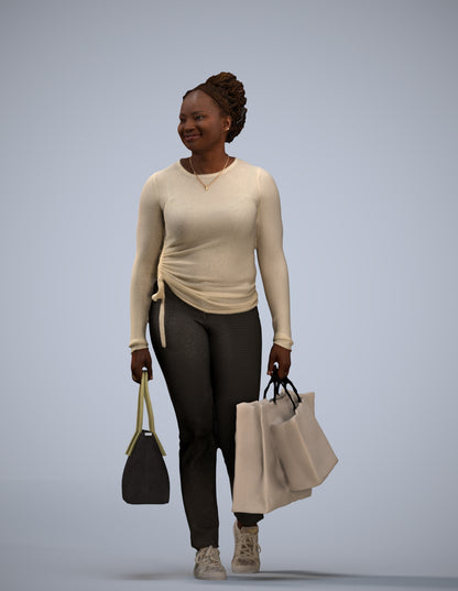 3D people model woman casual shopping, scanned human for 3ds Max rendering
