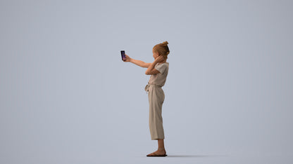 3D people model girl kids, scanned human for 3ds Max rendering, three-quarter view render