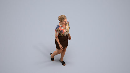 photogrammetry 3D woman casual walking, realistic human model archviz FBX, back view render