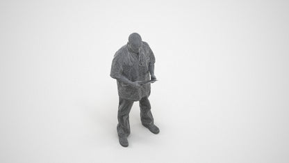 3D people model man medical, scanned human for 3ds Max rendering, wireframe three-quarter view