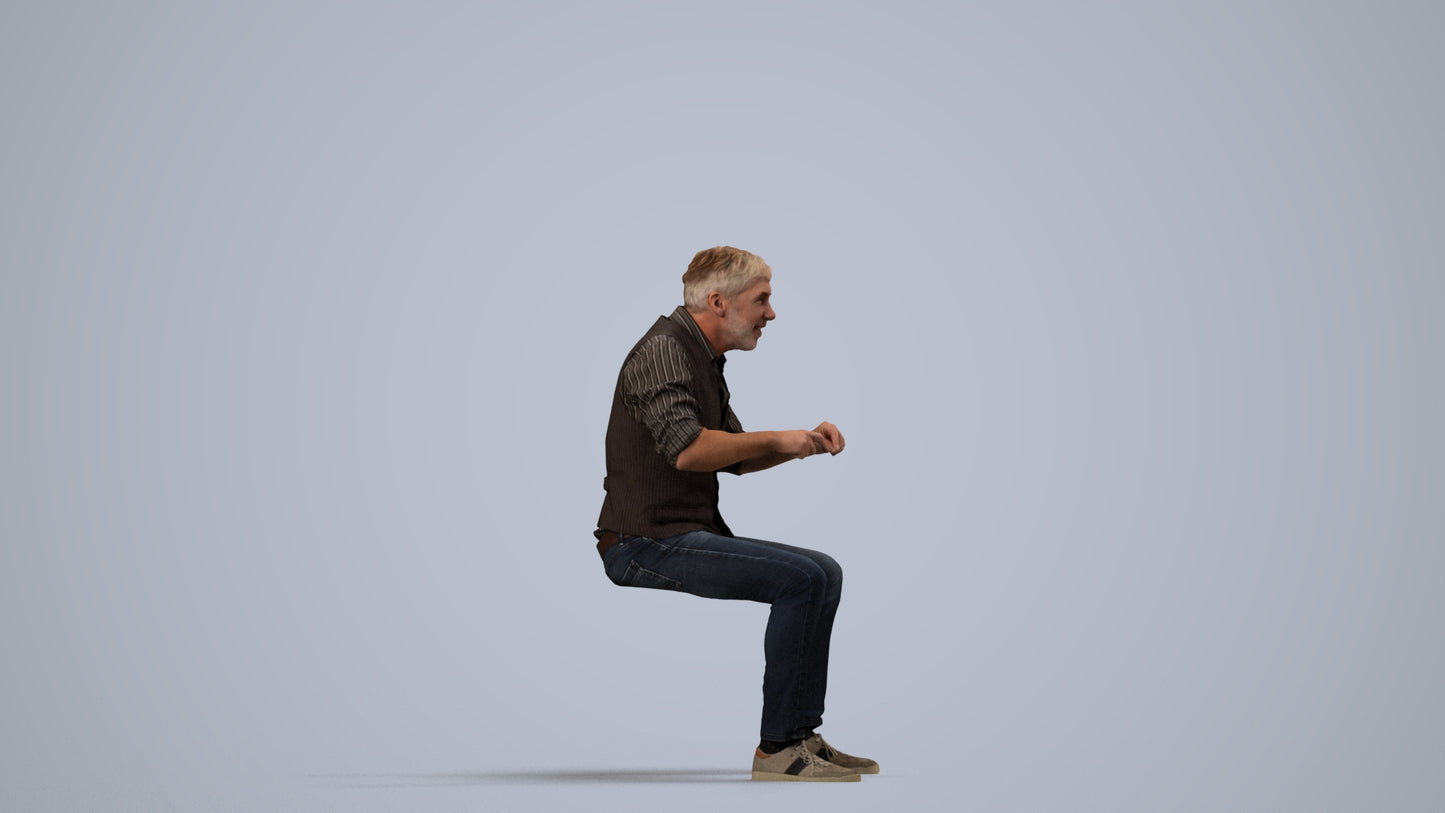 photogrammetry 3D man casual business, realistic human model archviz FBX, side view render