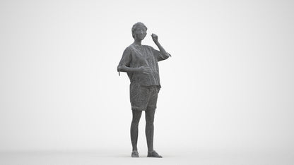 realistic 3D people woman casual standing, render-ready for V-Ray and Corona, FBX OBJ, three-quarter front view render