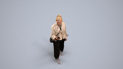 3D people model woman casual walking, scanned human for 3ds Max rendering, back view render