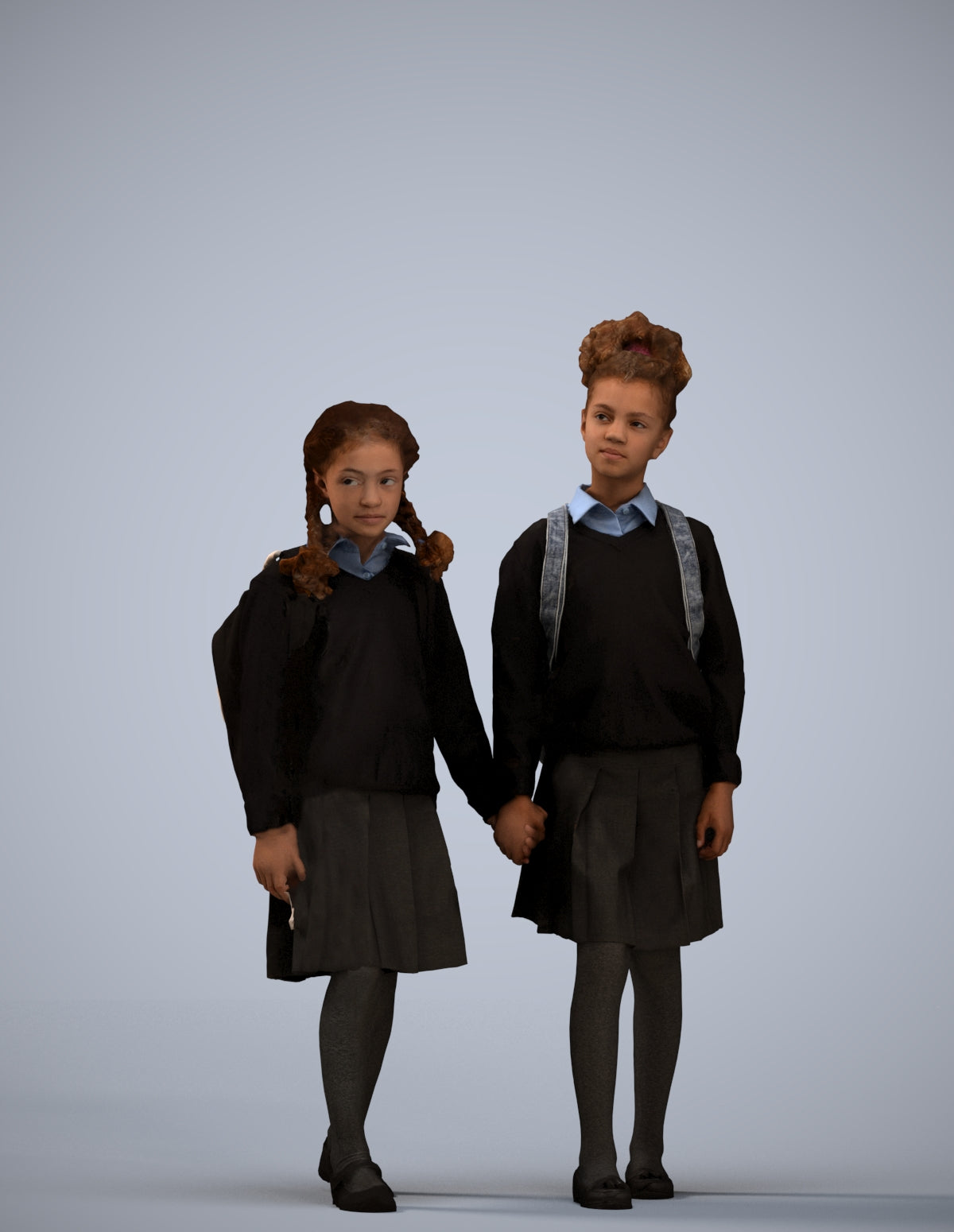 realistic 3D girl kids, scanned archviz people for Blender and 3ds Max