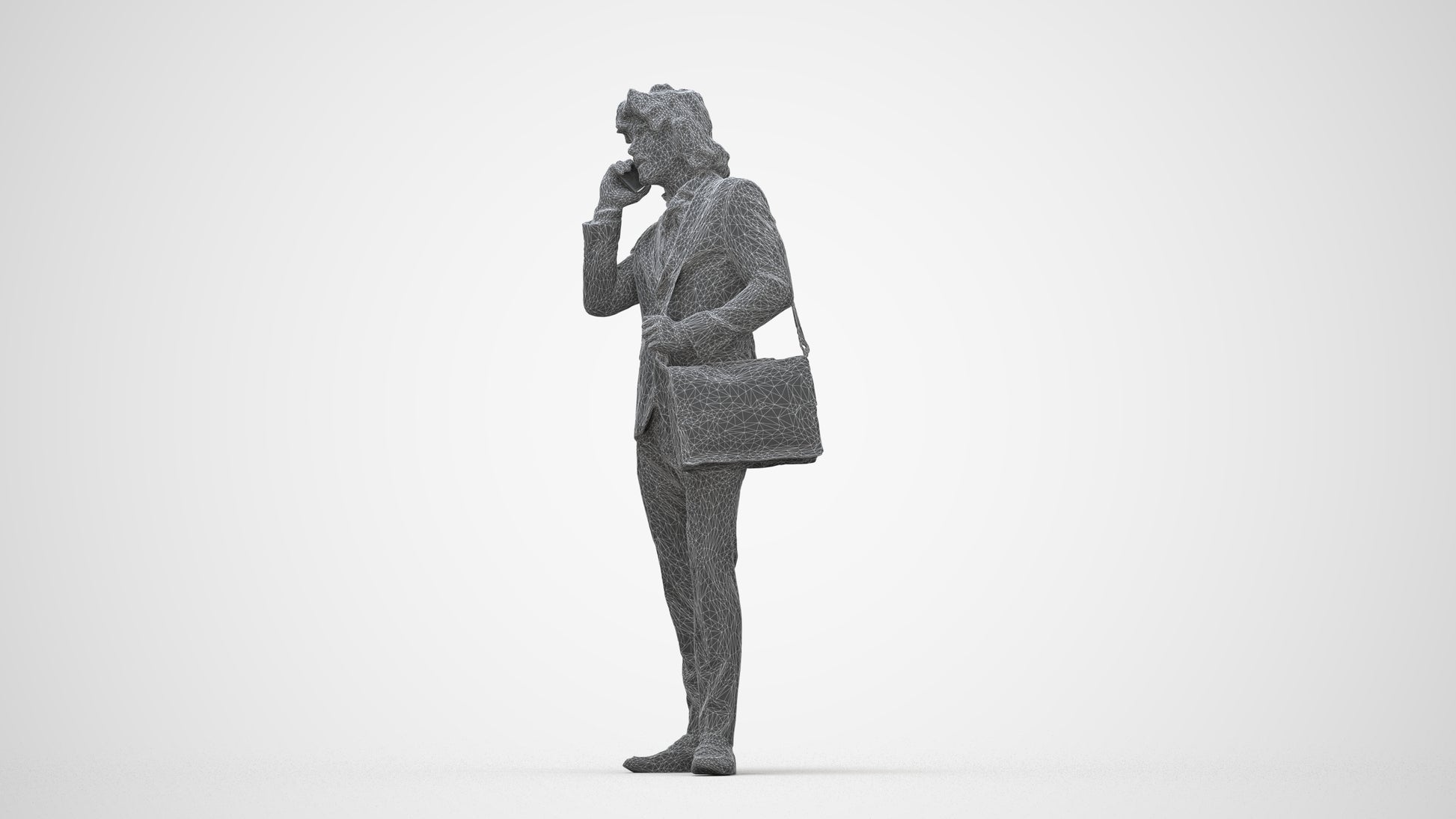 3D scanned man business, photorealistic archviz people for Enscape and SketchUp, wireframe back view