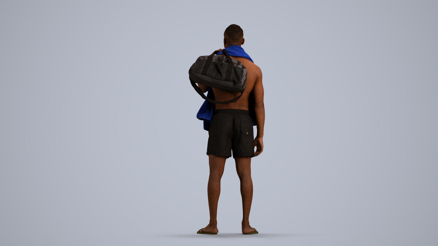 realistic 3D human man sport, archviz people FBX OBJ for Blender, front view render
