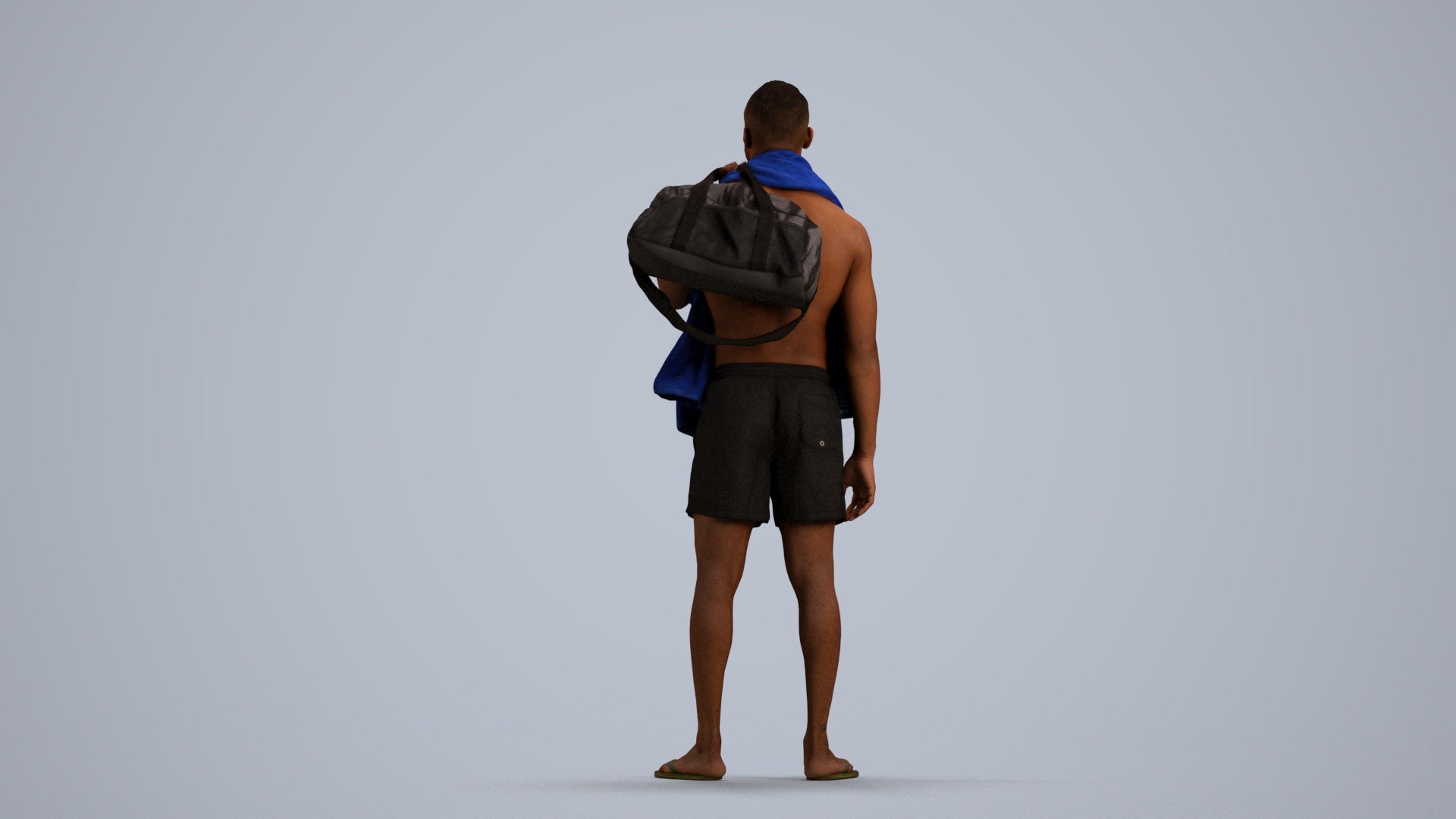 realistic 3D human man sport, archviz people FBX OBJ for Blender, front view render