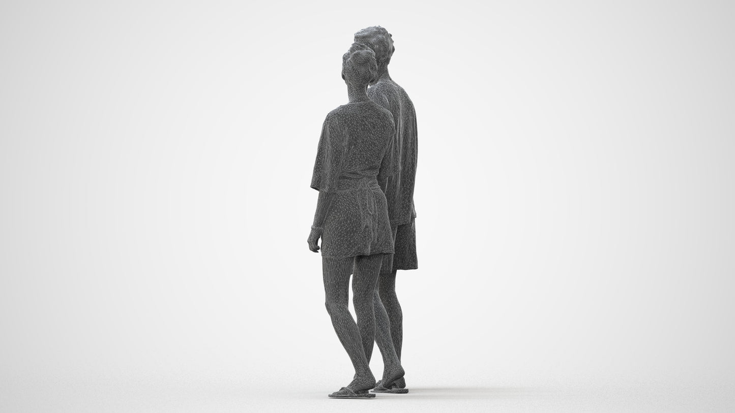 realistic 3D woman casual couple, scanned archviz people for Blender and 3ds Max, square thumbnail