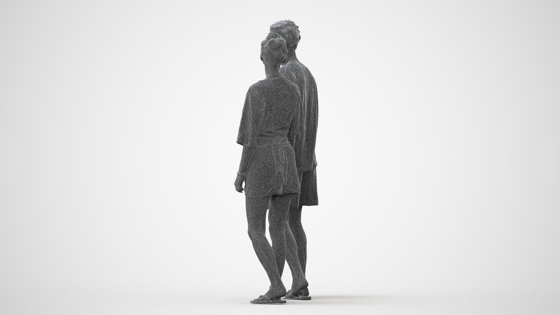 realistic 3D woman casual couple, scanned archviz people for Blender and 3ds Max, square thumbnail