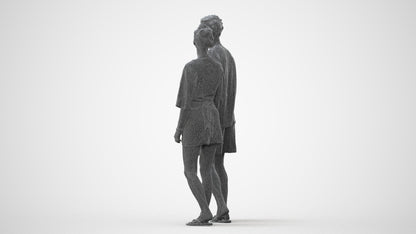 realistic 3D woman casual couple, scanned archviz people for Blender and 3ds Max, square thumbnail