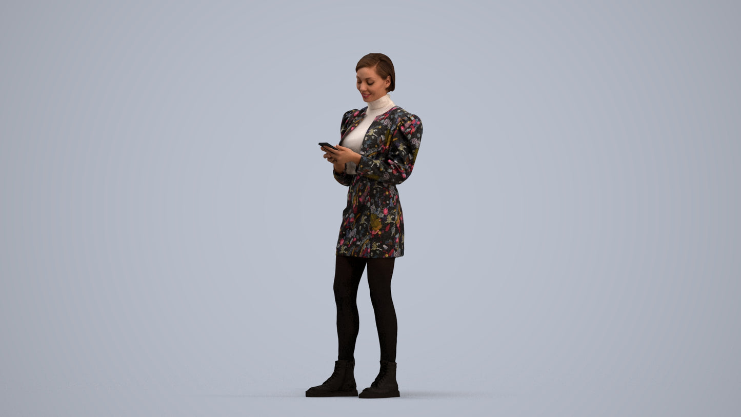 photogrammetry 3D woman casual standing, realistic human model archviz FBX, standing pose render