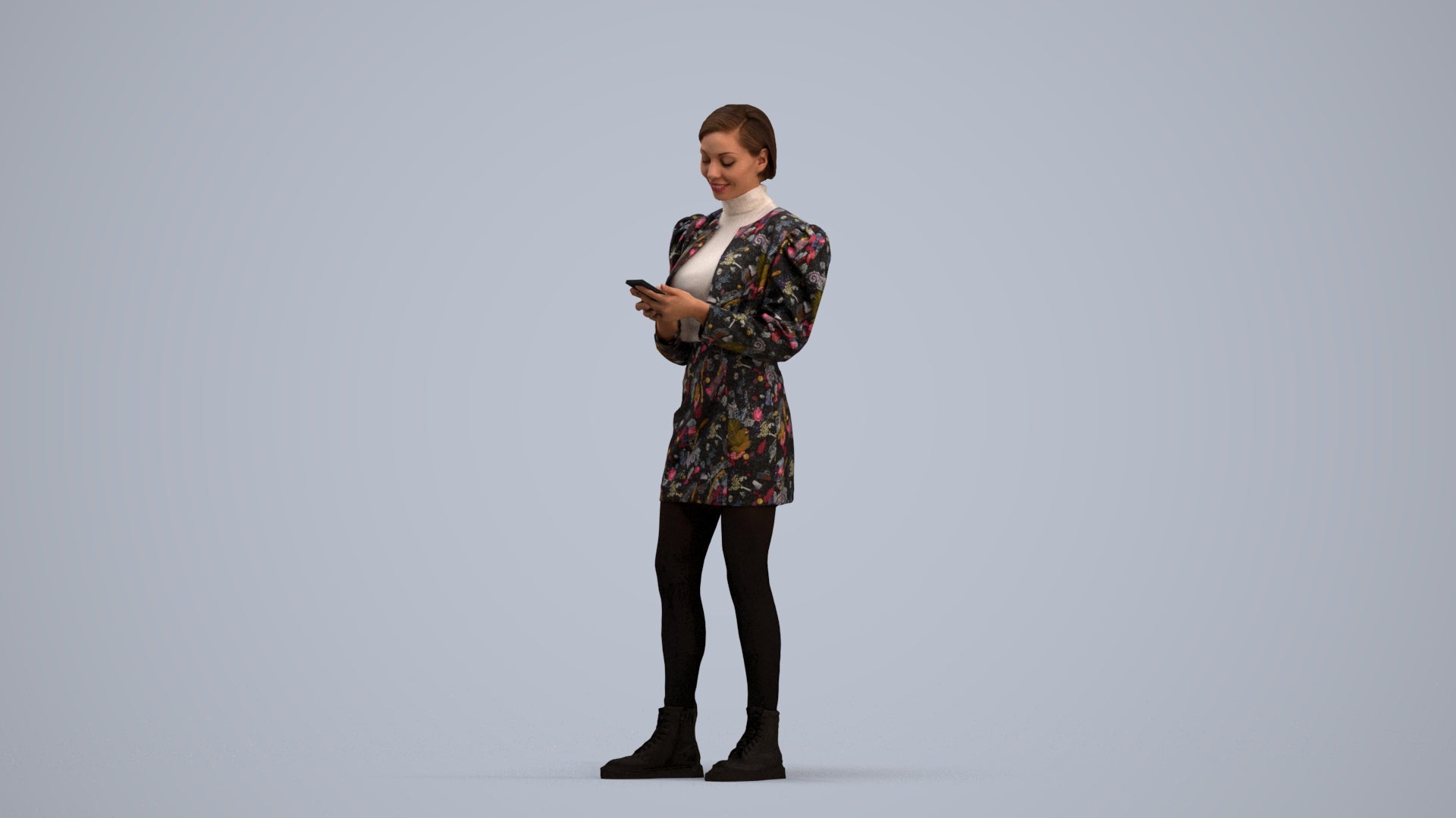 photogrammetry 3D woman casual standing, realistic human model archviz FBX, standing pose render