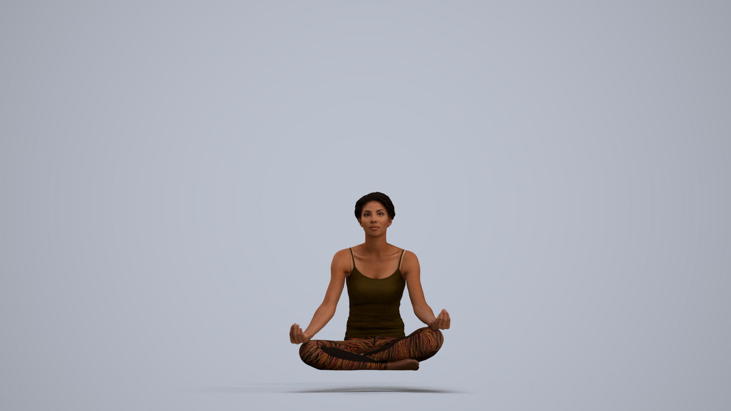 3D human model woman sport, photogrammetry scanned person for archviz, standing pose render