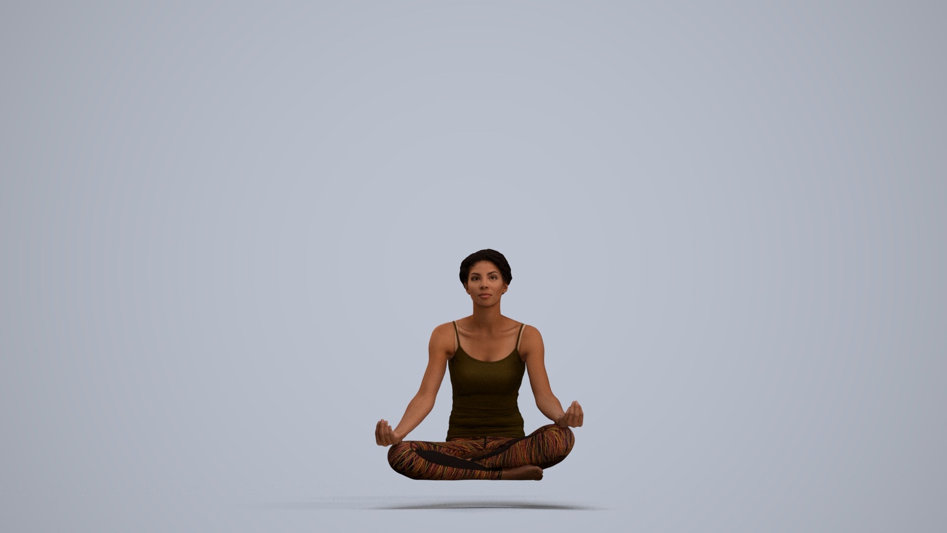 3D human model woman sport, photogrammetry scanned person for archviz, standing pose render