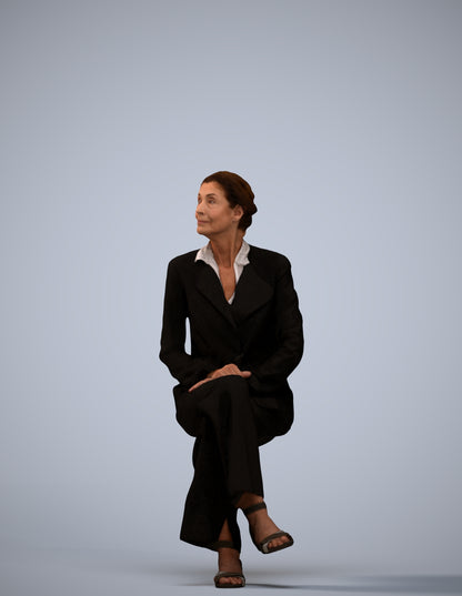 scanned 3D senior woman business, photogrammetry people for Enscape and V-Ray