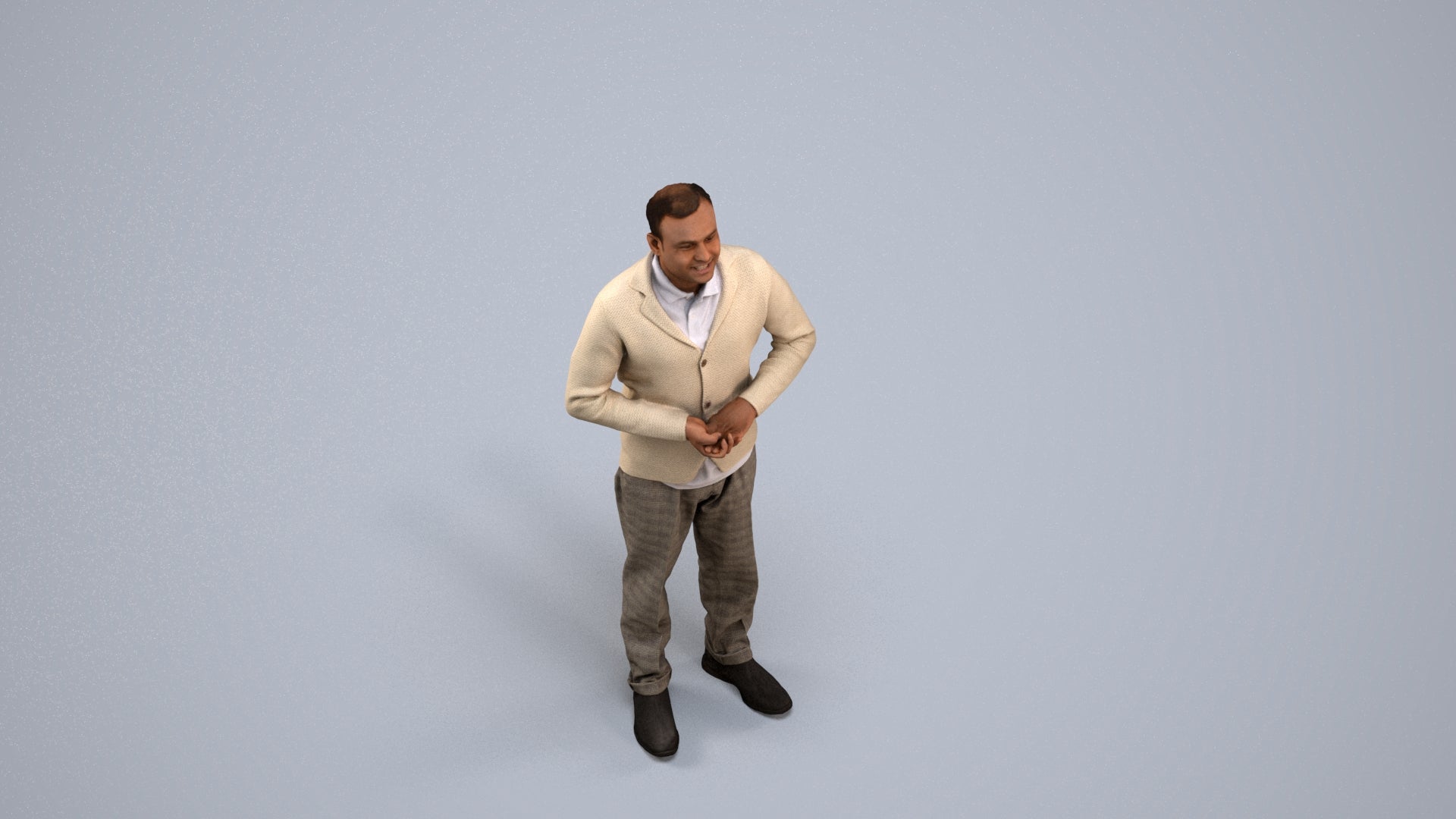 scanned 3D man business standing, photogrammetry people for Enscape and V-Ray, back view render