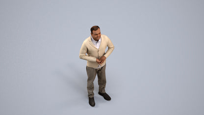 scanned 3D man business standing, photogrammetry people for Enscape and V-Ray, back view render