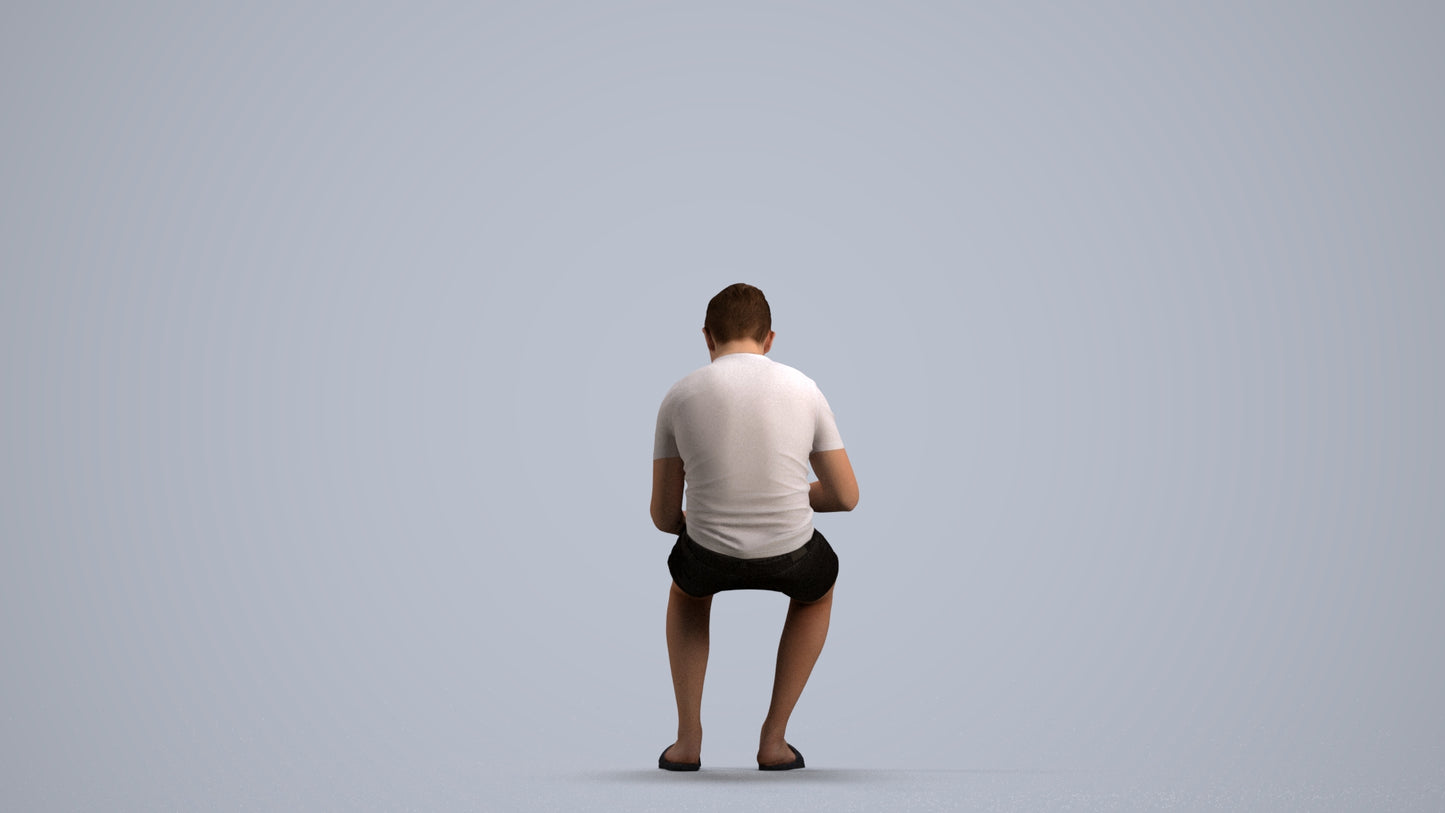 3D human model boy casual kids, photogrammetry scanned person for archviz, front view render