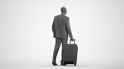 3D people model man business, scanned human for 3ds Max rendering, wireframe front view