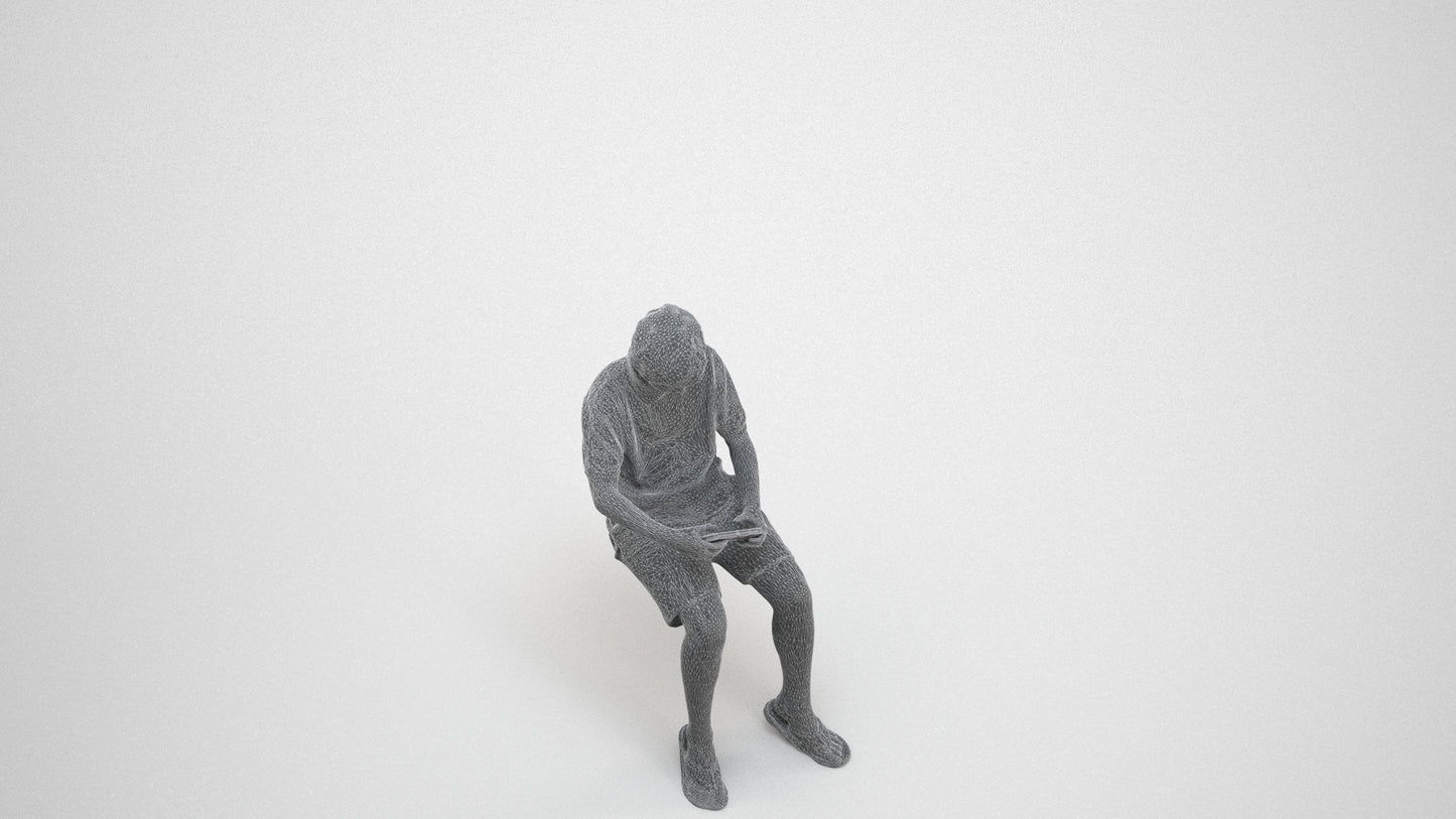 photogrammetry 3D boy kids, realistic human model archviz FBX, wireframe three-quarter view