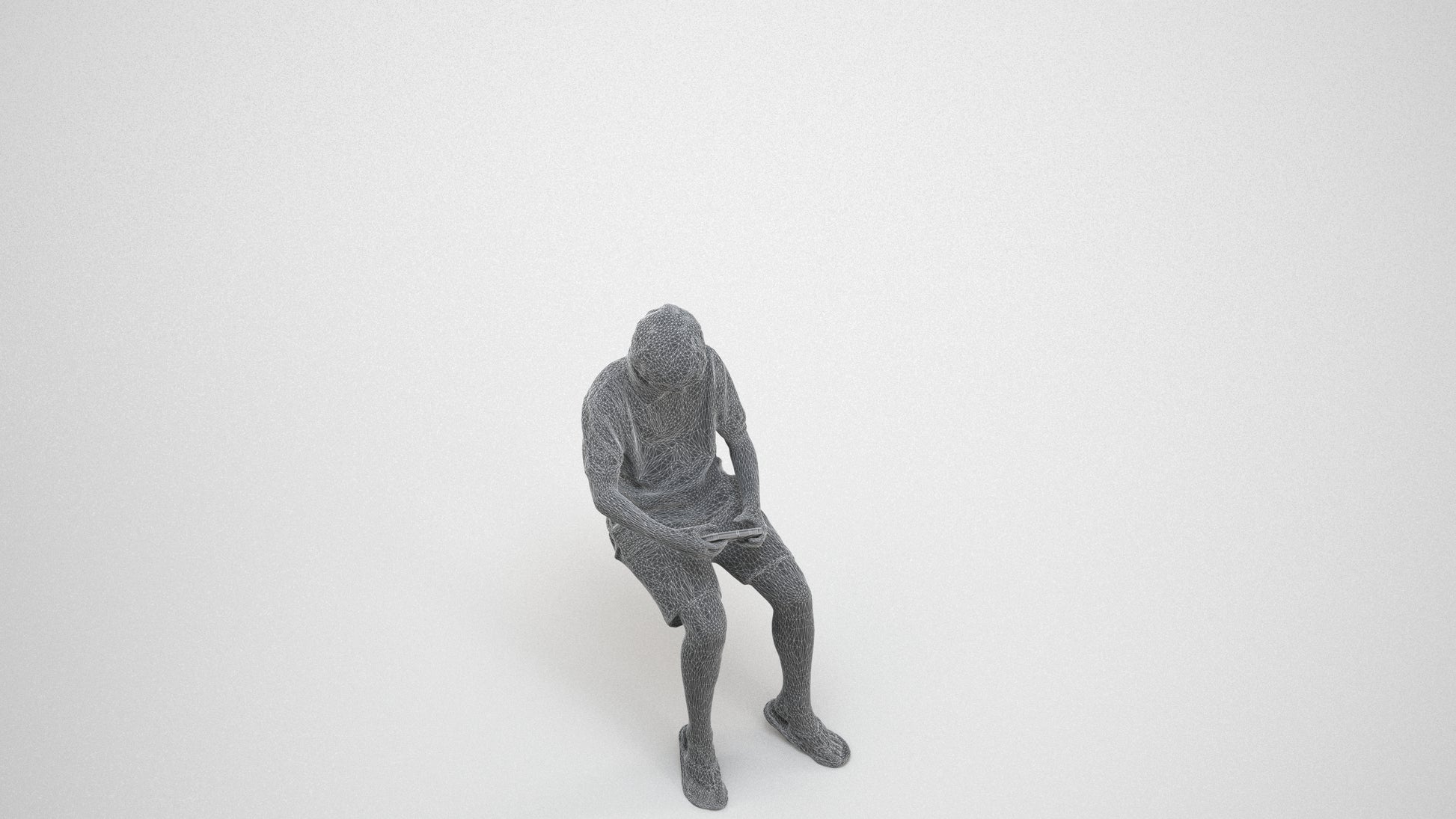 photogrammetry 3D boy kids, realistic human model archviz FBX, wireframe three-quarter view