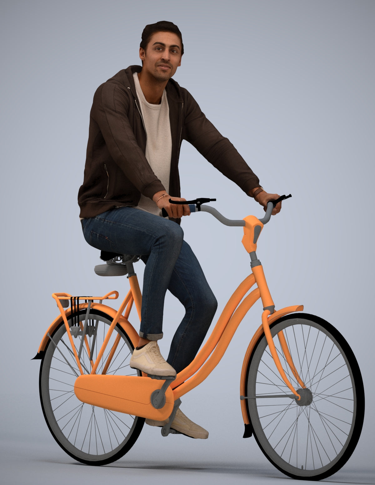 photogrammetry 3D man casual cycling, realistic human model archviz FBX