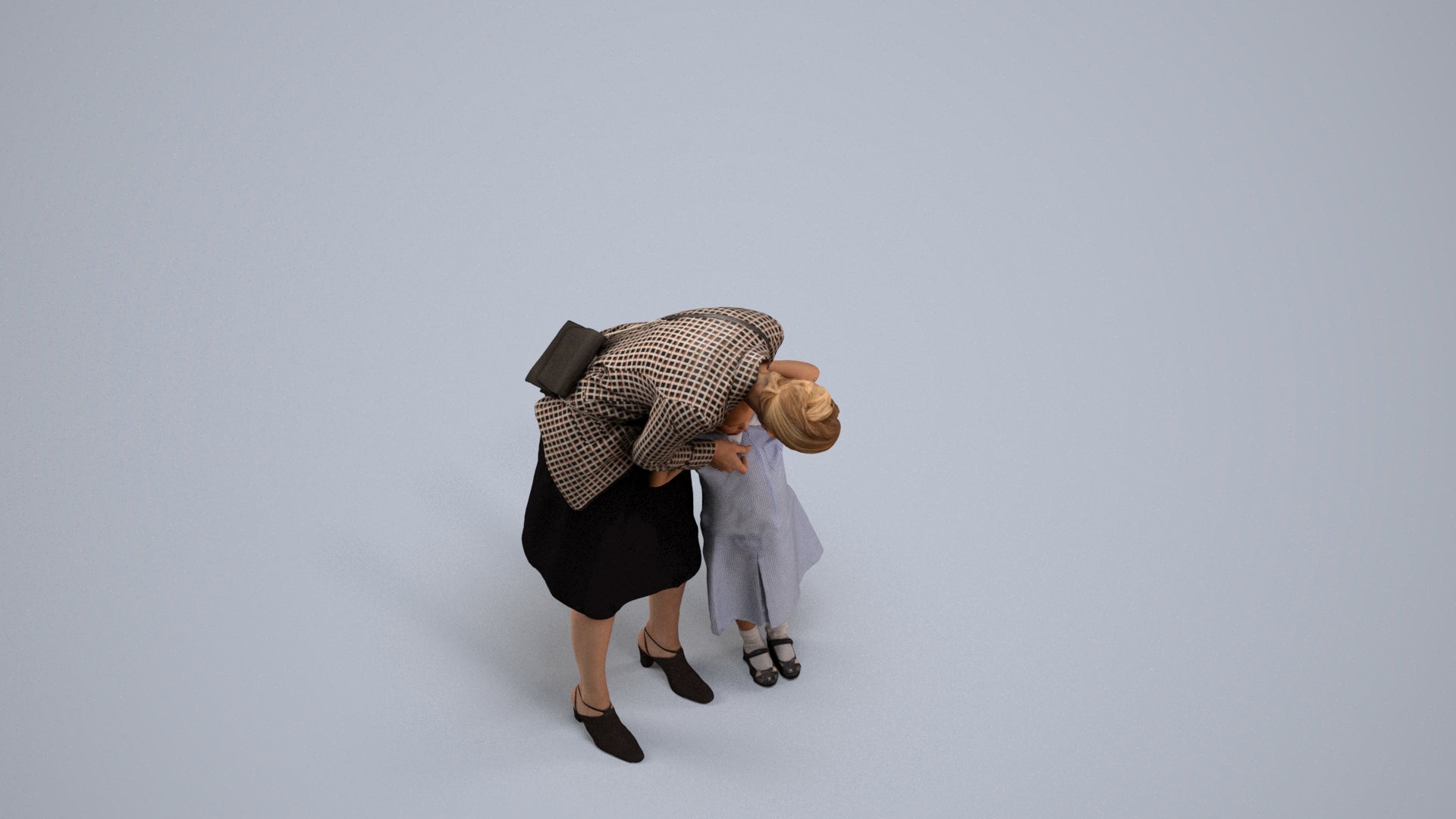 realistic 3D human girl casual kids, archviz people FBX OBJ for Blender, back view render