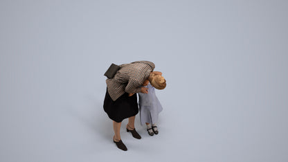 realistic 3D human girl casual kids, archviz people FBX OBJ for Blender, back view render