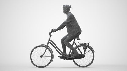 3D people model woman business cycling, scanned human for 3ds Max rendering, square thumbnail